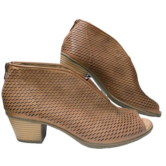 Earth Origins Nubuck Alpaca Chataigne Leather Peep-Toe Carlon Carmen Booties 8.5 - Picture 3 of 8